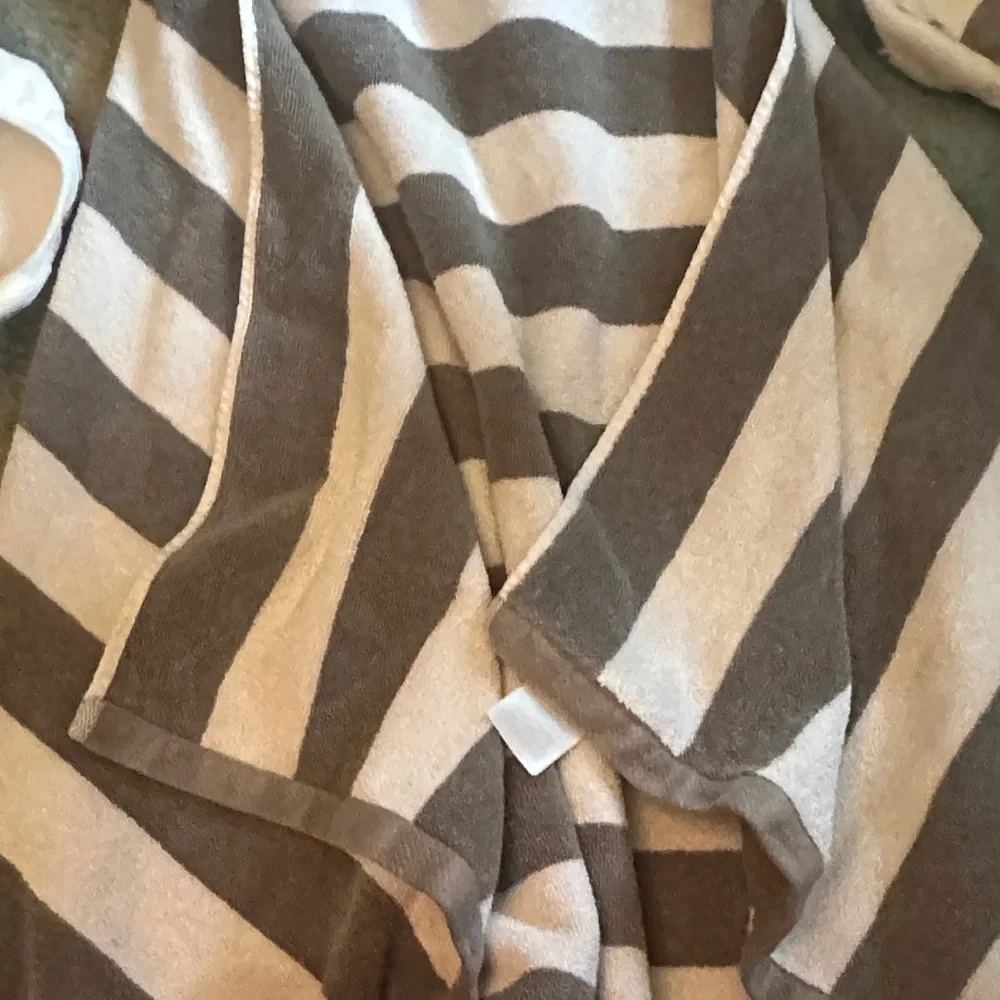 Pottery Barn Kids Gray and White Striped Hooded Towel Set